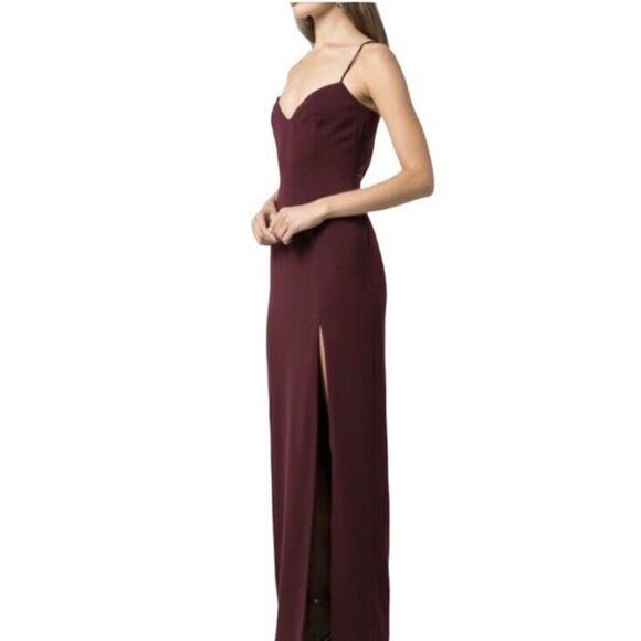 NEW Jay Godfrey Harrah Side Slit Maxi Dress Gown In Wine Maroon Size 8 - Picture 3 of 9